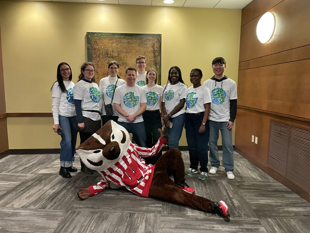 Languages of the World Day staff with Bucky Badger
